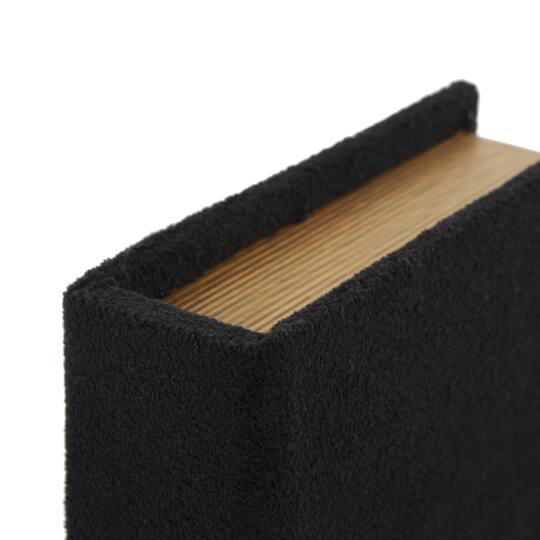 Black Velvet Textured Decorative Book Box with Gold Page Detailing, 3ct.